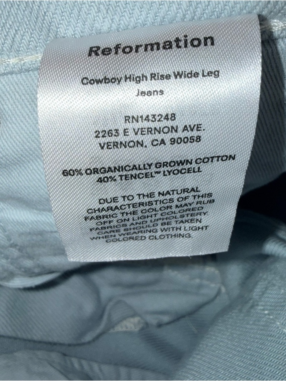 Reformation Cowboy High Rise Wide Leg Jean Womens Size 25 Light Blue - Picture 5 of 9